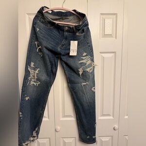 Zara Ripped Denim Jeans in Blue